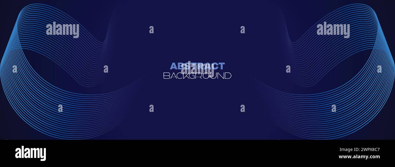 Dunkelblauer abstrakter Bannerhintergrund mit leuchtenden geometrischen Kreisen. marineblaues Farbverlauf-Muster und Web-Hintergrund mit futuristischer Technologie Stock Vektor