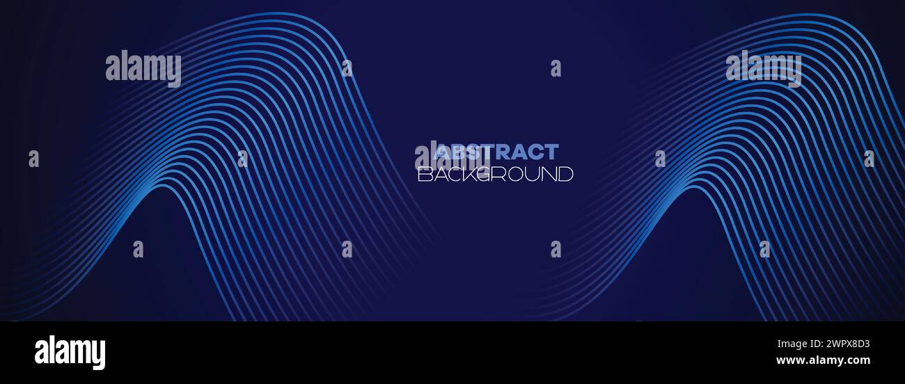 Dunkelblauer abstrakter Bannerhintergrund mit leuchtenden geometrischen Kreisen. marineblaues Farbverlauf-Muster und Web-Hintergrund mit futuristischer Technologie Stock Vektor