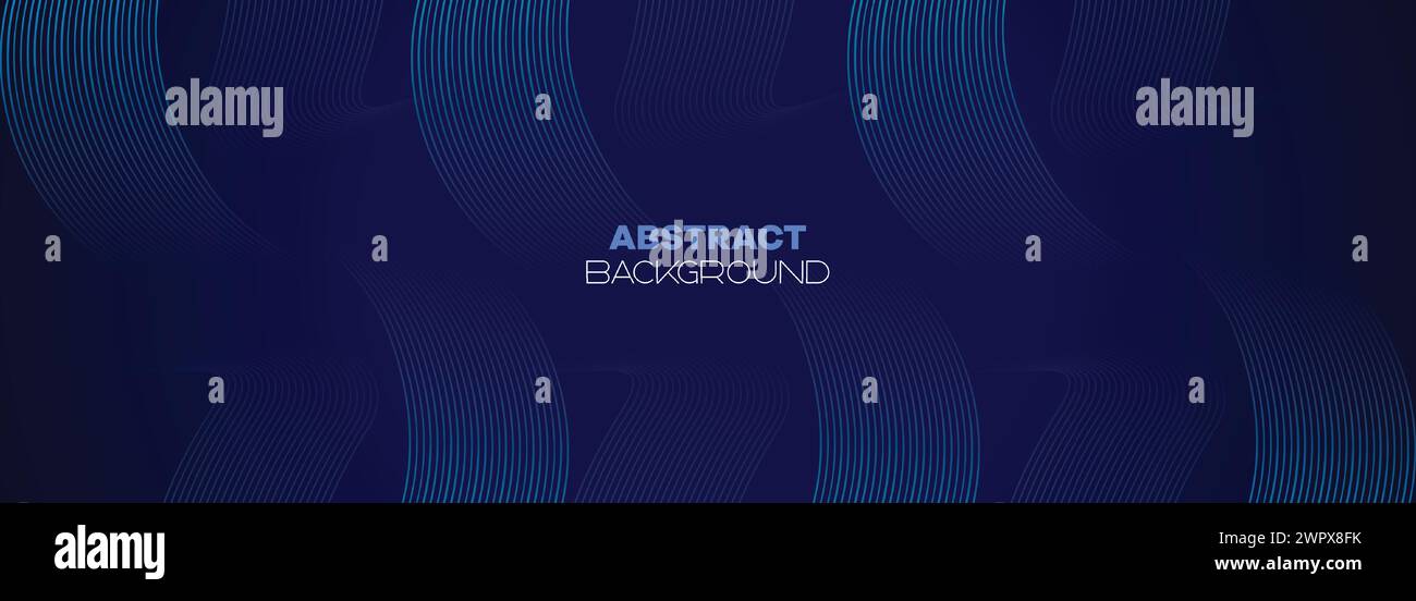 Dunkelblauer abstrakter Bannerhintergrund mit leuchtenden geometrischen Kreisen. marineblaues Farbverlauf-Muster und Web-Hintergrund mit futuristischer Technologie Stock Vektor
