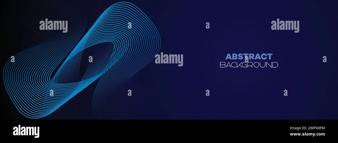 Dunkelblauer abstrakter Bannerhintergrund mit leuchtenden geometrischen Kreisen. marineblaues Farbverlauf-Muster und Web-Hintergrund mit futuristischer Technologie Stock Vektor