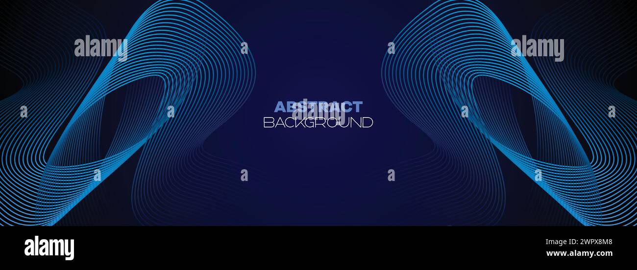 Dunkelblauer abstrakter Bannerhintergrund mit leuchtenden geometrischen Kreisen. marineblaues Farbverlauf-Muster und Web-Hintergrund mit futuristischer Technologie Stock Vektor