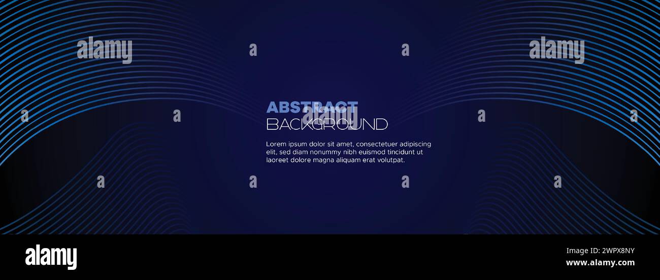 Dunkelblauer abstrakter Bannerhintergrund mit leuchtenden geometrischen Kreisen. marineblaues Farbverlauf-Muster und Web-Hintergrund mit futuristischer Technologie Stock Vektor