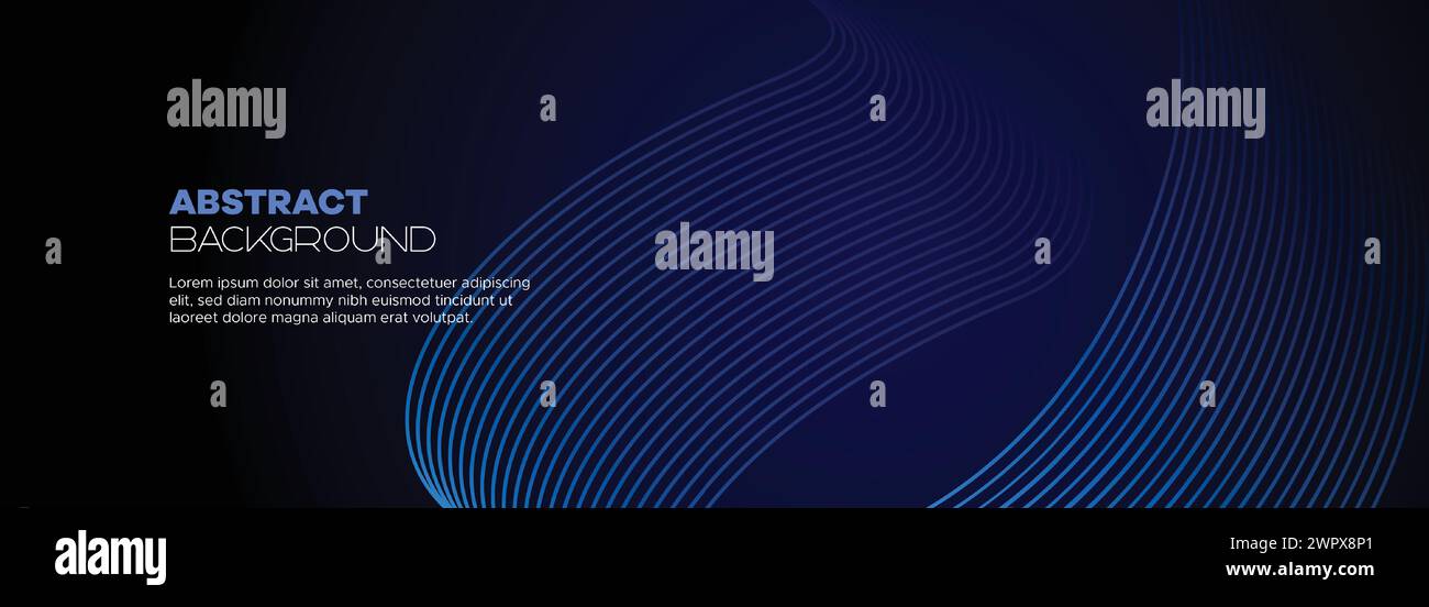 Dunkelblauer abstrakter Bannerhintergrund mit leuchtenden geometrischen Kreisen. marineblaues Farbverlauf-Muster und Web-Hintergrund mit futuristischer Technologie Stock Vektor