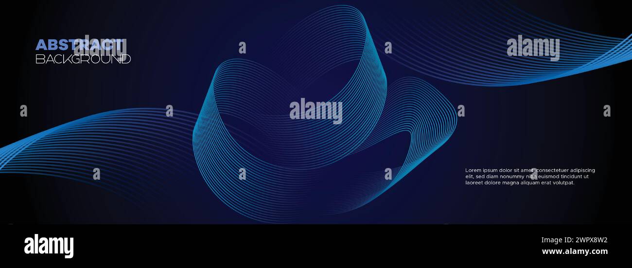 Dunkelblauer abstrakter Bannerhintergrund mit leuchtenden geometrischen Kreisen. marineblaues Farbverlauf-Muster und Web-Hintergrund mit futuristischer Technologie Stock Vektor