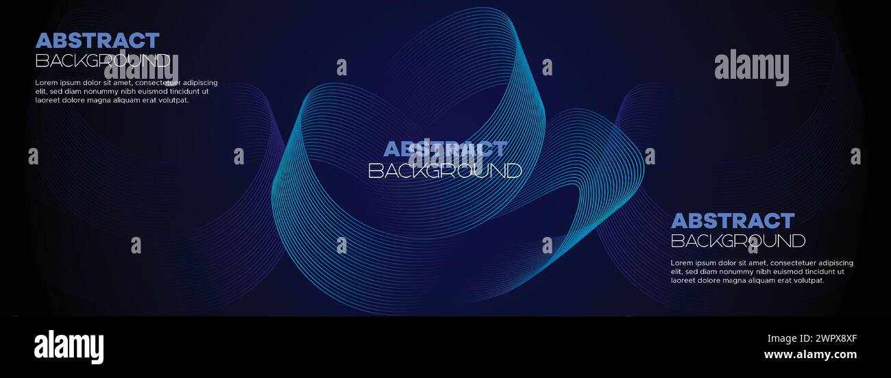 Dunkelblauer abstrakter Bannerhintergrund mit leuchtenden geometrischen Kreisen. marineblaues Farbverlauf-Muster und Web-Hintergrund mit futuristischer Technologie Stock Vektor