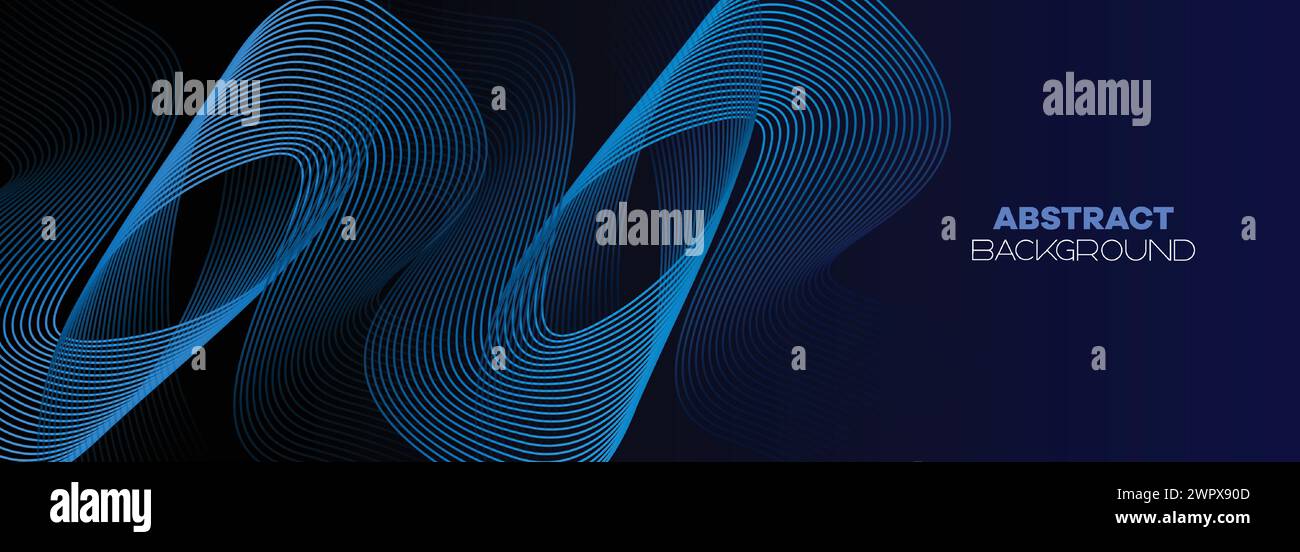 Dunkelblauer abstrakter Bannerhintergrund mit leuchtenden geometrischen Kreisen. marineblaues Farbverlauf-Muster und Web-Hintergrund mit futuristischer Technologie Stock Vektor