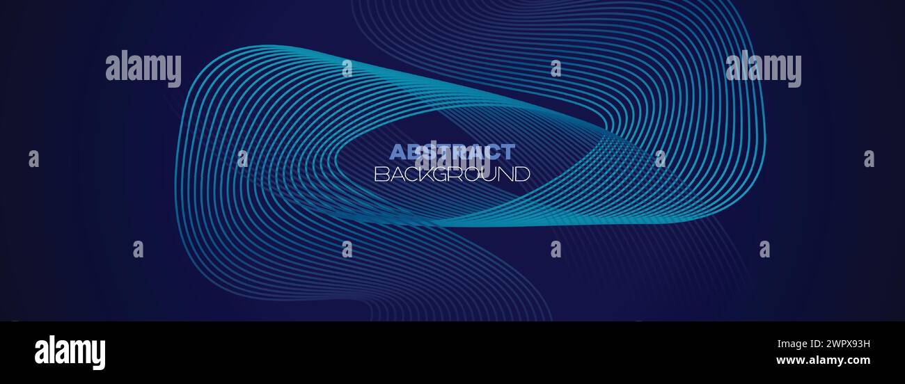 Dunkelblauer abstrakter Bannerhintergrund mit leuchtenden geometrischen Kreisen. marineblaues Farbverlauf-Muster und Web-Hintergrund mit futuristischer Technologie Stock Vektor