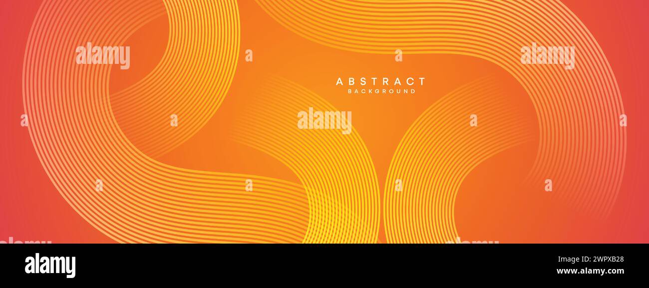 Abstrakter orange-rosa Verlauf Waving Kreise Linien Technologie Web-Banner Hintergrund. Gelb-violette Farbverlauf leuchtende Linien geometrische diagonale Form Stock Vektor