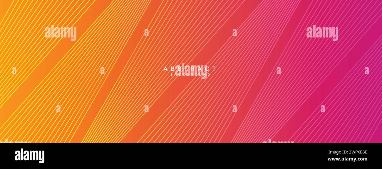Abstrakter orange-rosa Verlauf Waving Kreise Linien Technologie Web-Banner Hintergrund. Gelb-violette Farbverlauf leuchtende Linien geometrische diagonale Form Stock Vektor