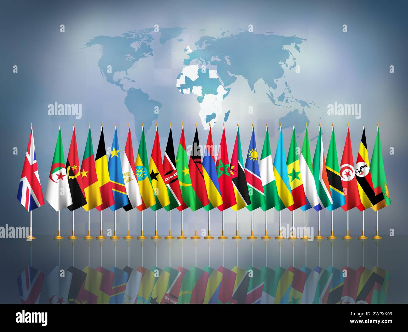 UK-African Investment Summit Konzept Hintergrund.UK-AIS Meeting Concept Illustration mit Flaggen Stockfoto
