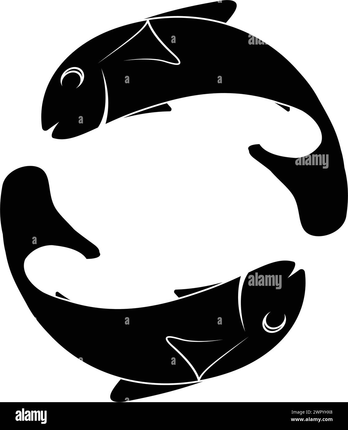 Sternzeichen-Symbol mit Bild von zwei rotierenden Fisch-Vektor-Illustrationsdesign Stock Vektor