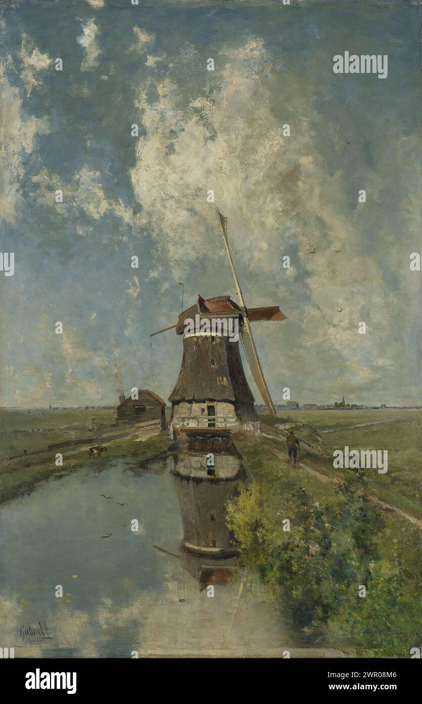 Eine Windmühle auf einem Polder Waterway, bekannt als „im Monat... 1889 Paul Joseph Constantin Gabriël Stockfoto