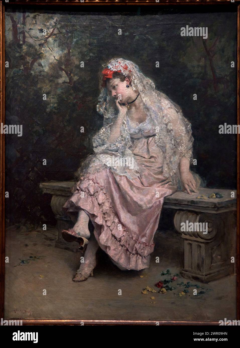 „Junge Frau in einem Garten“, ca. 1900, Raimundo de Madrazo (1841-1920) Stockfoto