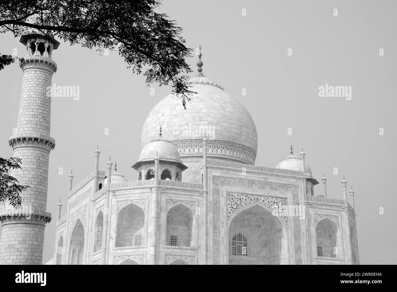 Teilweiser Blick auf das Taj Mahal, UNESCO-Weltkulturerbe, Agra, Uttar Pradesh, Indien Stockfoto