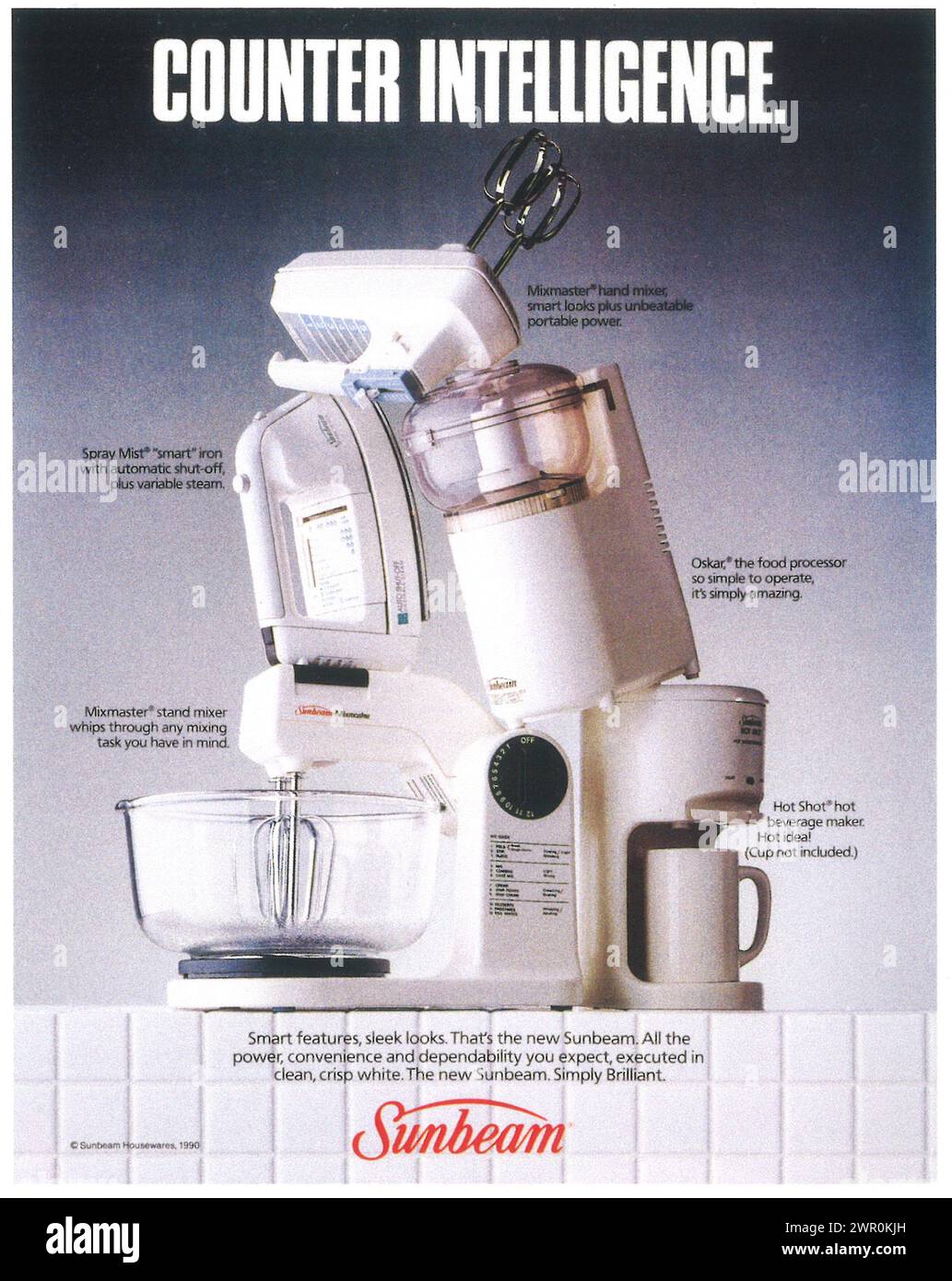 1990 Werbung für Sunbeam Haushaltswaren Stockfoto