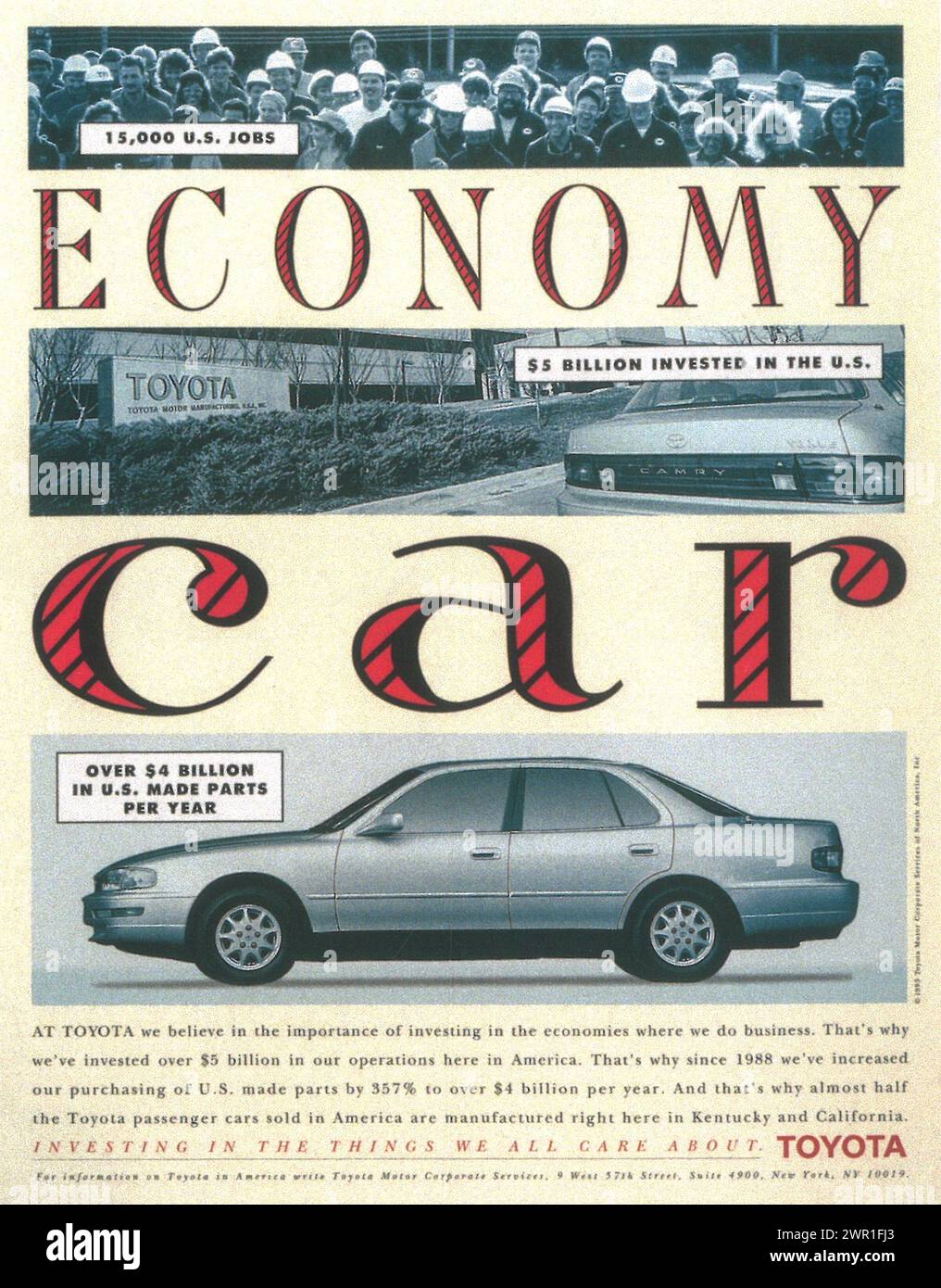 1993 Toyota Car Printwerbung. „Economy Car“. Stockfoto