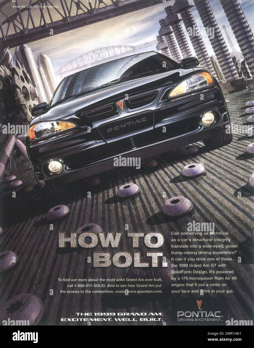 1999 Pontiac Grand am GT Print-Anzeige. „Schrauben“ Stockfoto