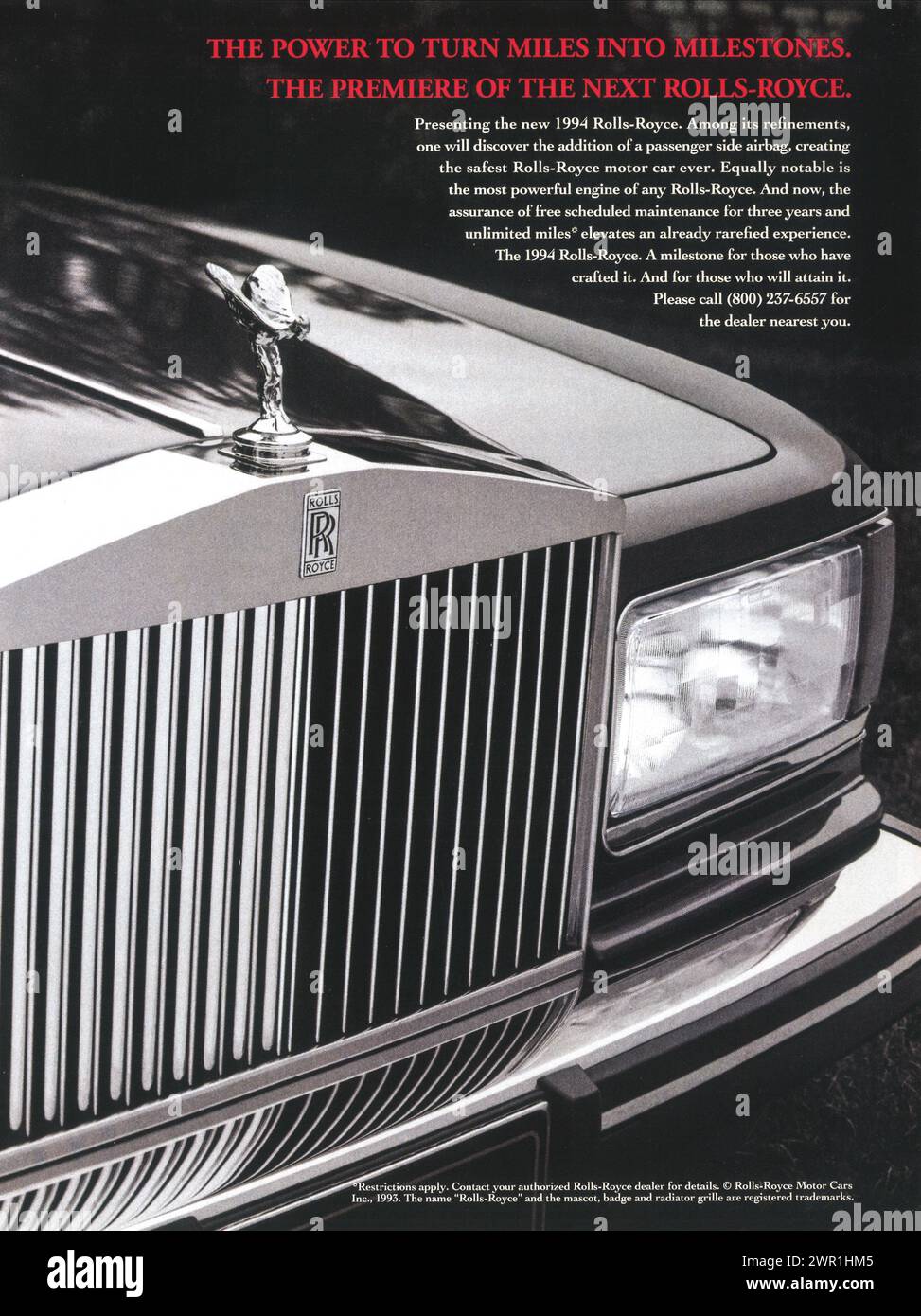 1994 Rolls-Royce-Werbespot für Autos Stockfoto