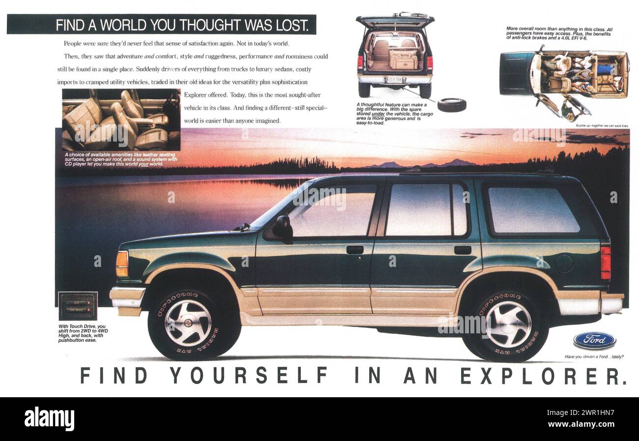 1993 Ford Explorer Printwerbung Stockfoto