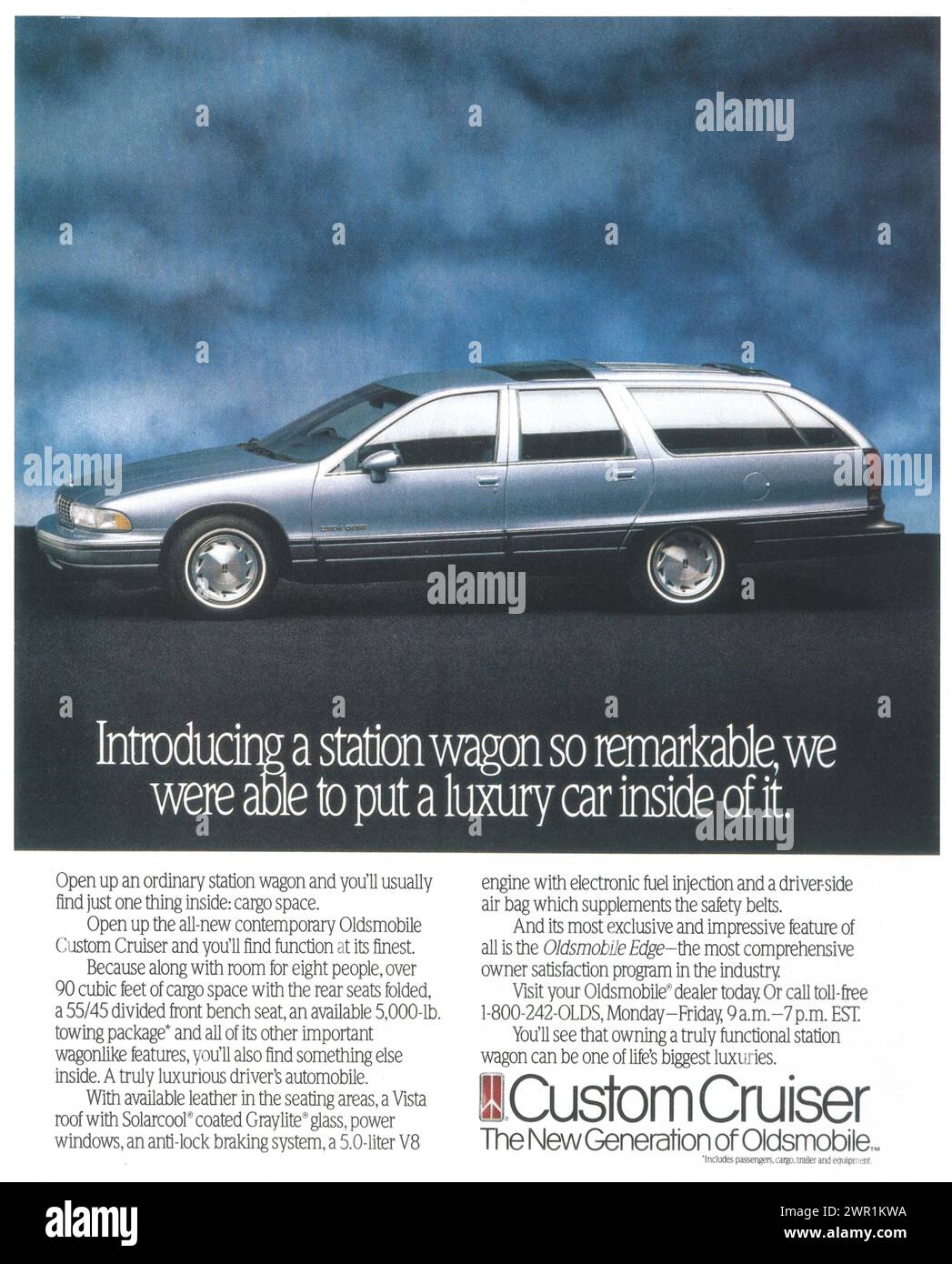 1991 Oldsmobile Custom Cruiser Print-Anzeige Stockfoto