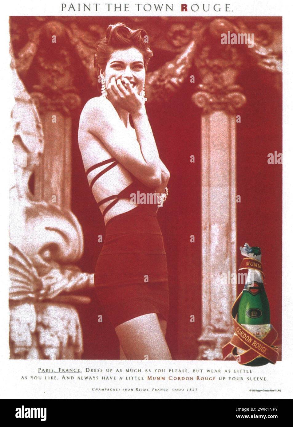 1992 Mumm Cordon Rouge Champagnerwerbung: Paint The Town Rouge Stockfoto