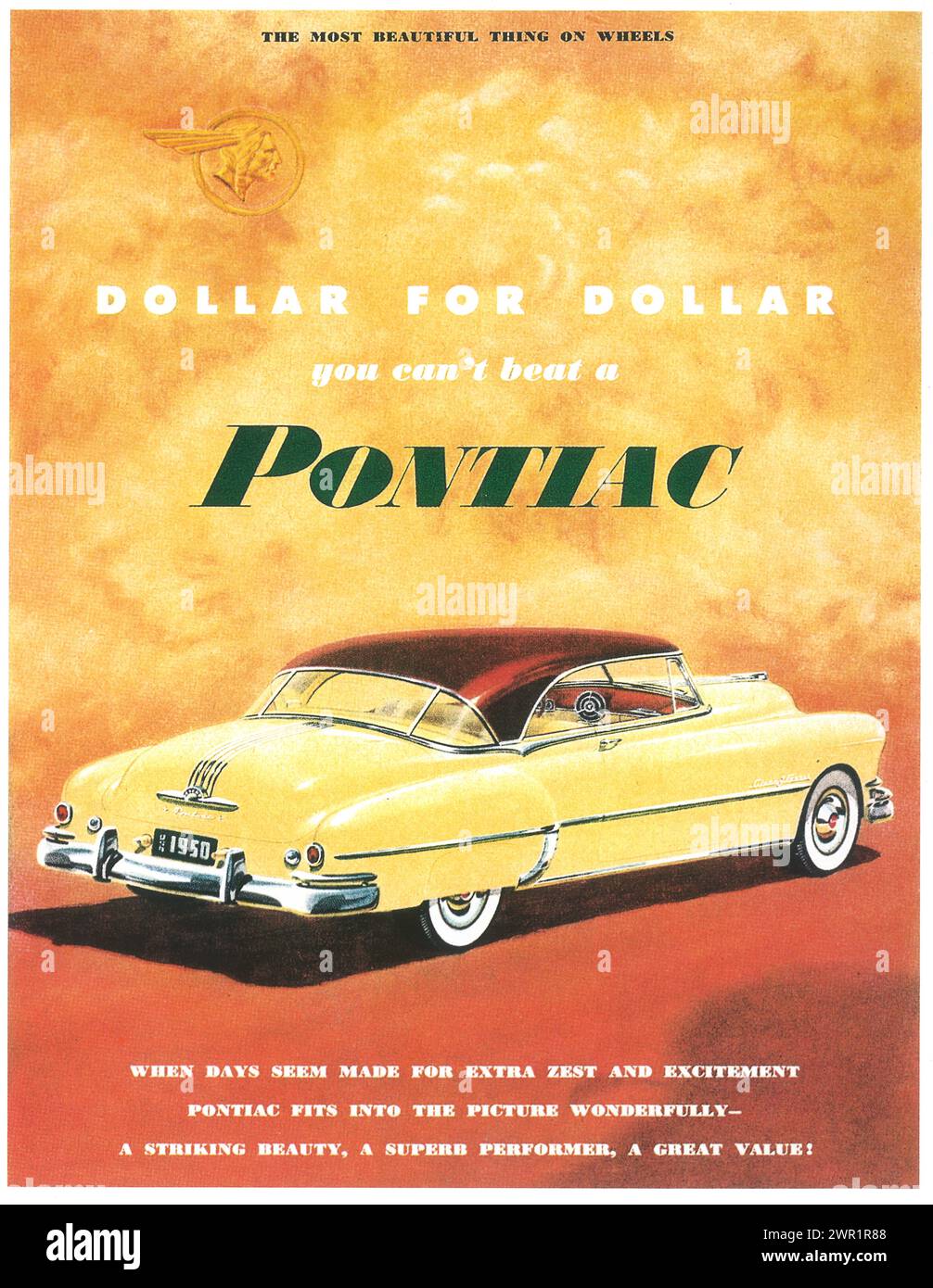 1950 Pontiac Super De Luxe Catalina Printanzeige Stockfoto