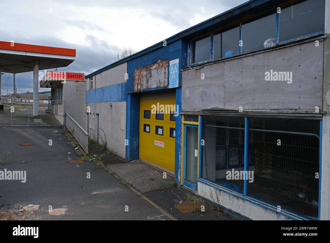 east Road Garage egremont cumbria schlug einen neuen aldi Superstore vor Stockfoto