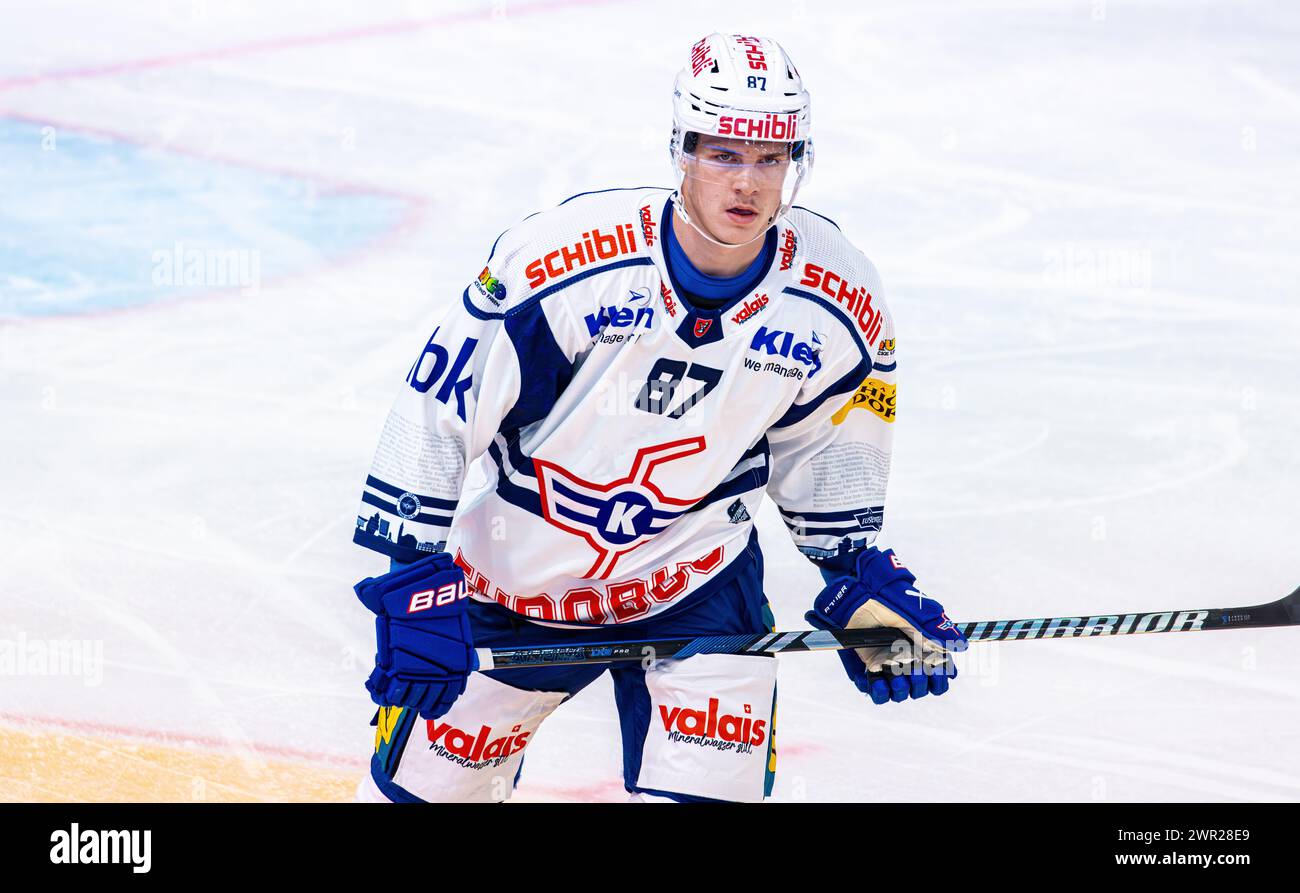 #87 Joel Marchon, Stürmer EHC Kloten. (Zug, Schweiz, 15.09.2023) Stockfoto