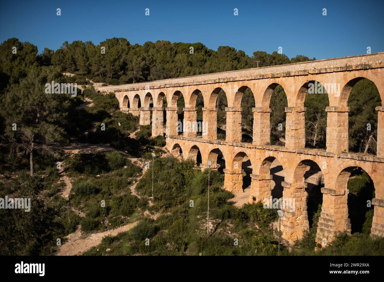 Das römisch gebaute Ferreres Aquädukt in der Nähe von Tarragona, Spanien Stockfoto