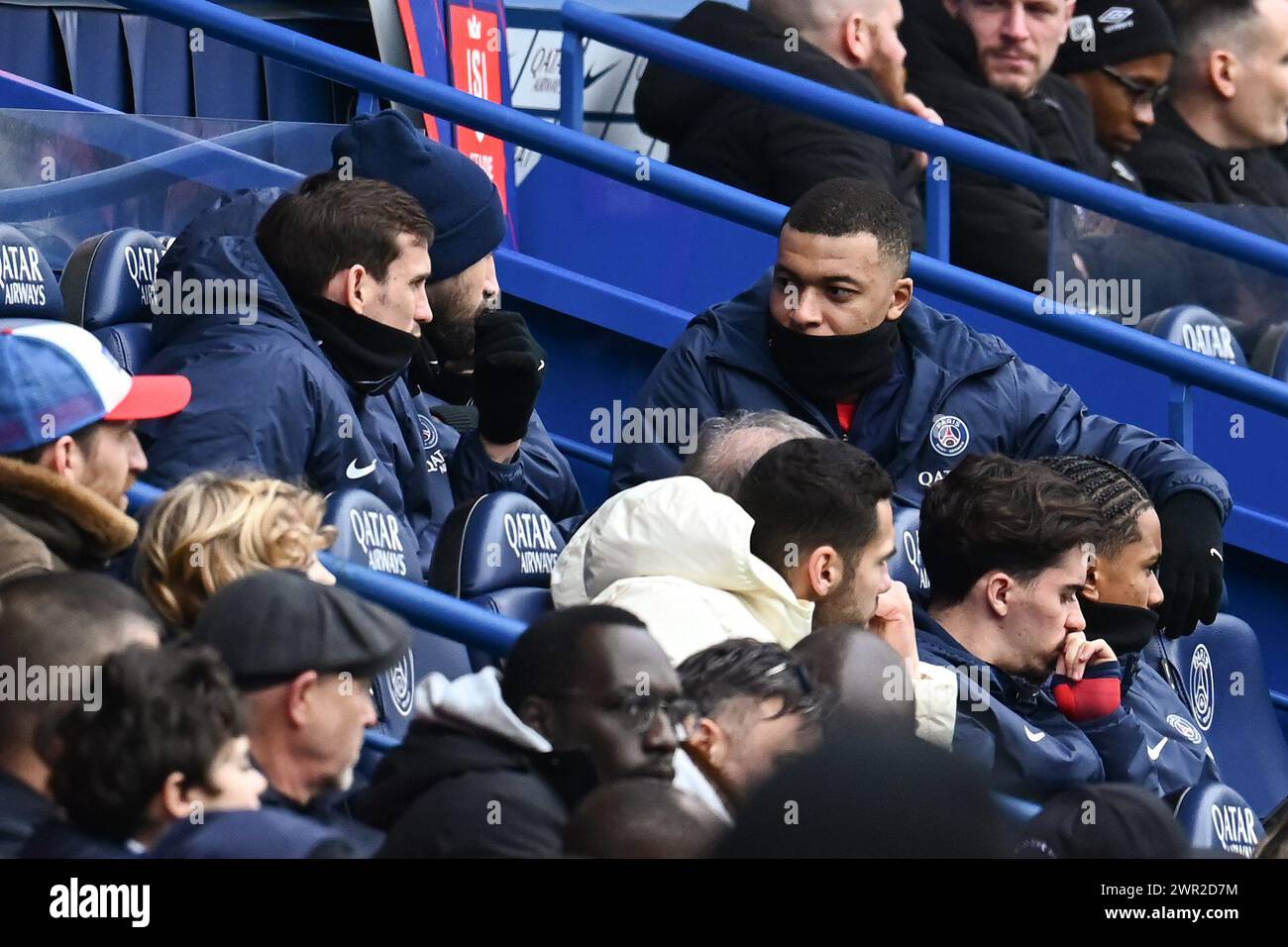 Paris, Frankreich. März 2024. © Julien Mattia/Le Pictorium/MAXPPP - Paris 10/03/2024 Julien Mattia/Le Pictorium - 10/03/2024 - France/Ile-de-France/Paris - Kylian Mbappe lors de la 25eme Journee de ligue 1 Ubereats, entre le PSG et Reims au Parc des Princes, le 10. März 2024 - Valeurs ACtuelles OUT, JDD OUT, No JDD, RUSSIA OUT, NO RUSSIA #norussia/10/03/2024 - France/Ile-de-France (Region)/Paris - Kylian Mbappe während der 25. Journee de ligue 1 Ubereats, zwischen PSG und Reims im Parc des Princes, 10. März 2024 Credit: MAXPPP/Alamy Live News Stockfoto