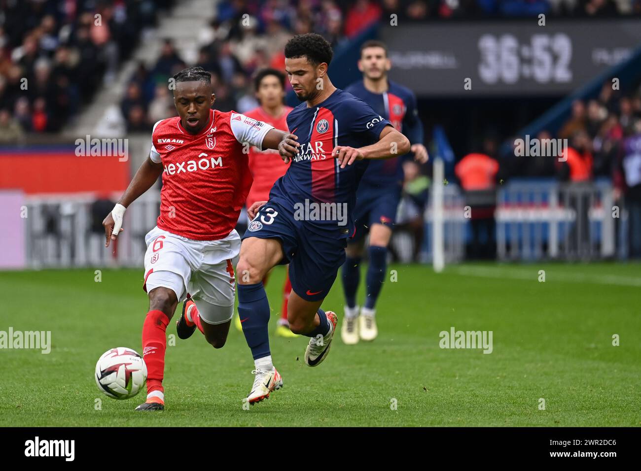 Paris, Frankreich. März 2024. Julien Mattia/Le Pictorium - PSG - Reims - 10/03/2024 - France/Ile-de-France (Region)/Paris - Warren Zaire-Emery während der 25. Journee de ligue 1 Ubereats, zwischen PSG und Reims im Parc des Princes, 10. März 2024 Credit: LE PICTORIUM/Alamy Live News Stockfoto