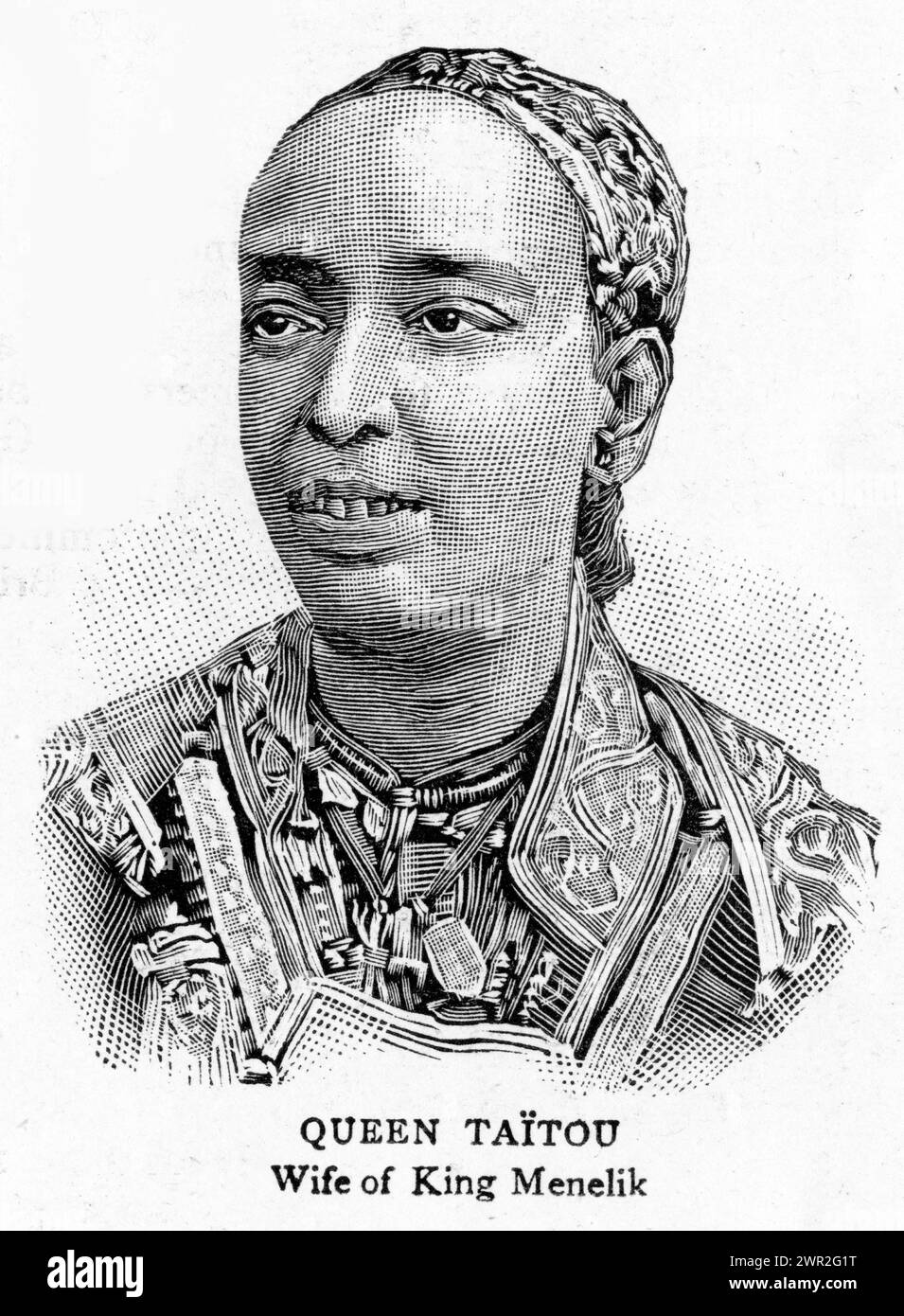 Porträt von Königin Taitou, Ehefrau von König Menelik II. Von Abessinien, sieger der Schlacht von Adwa. Veröffentlicht um 1896. Stockfoto