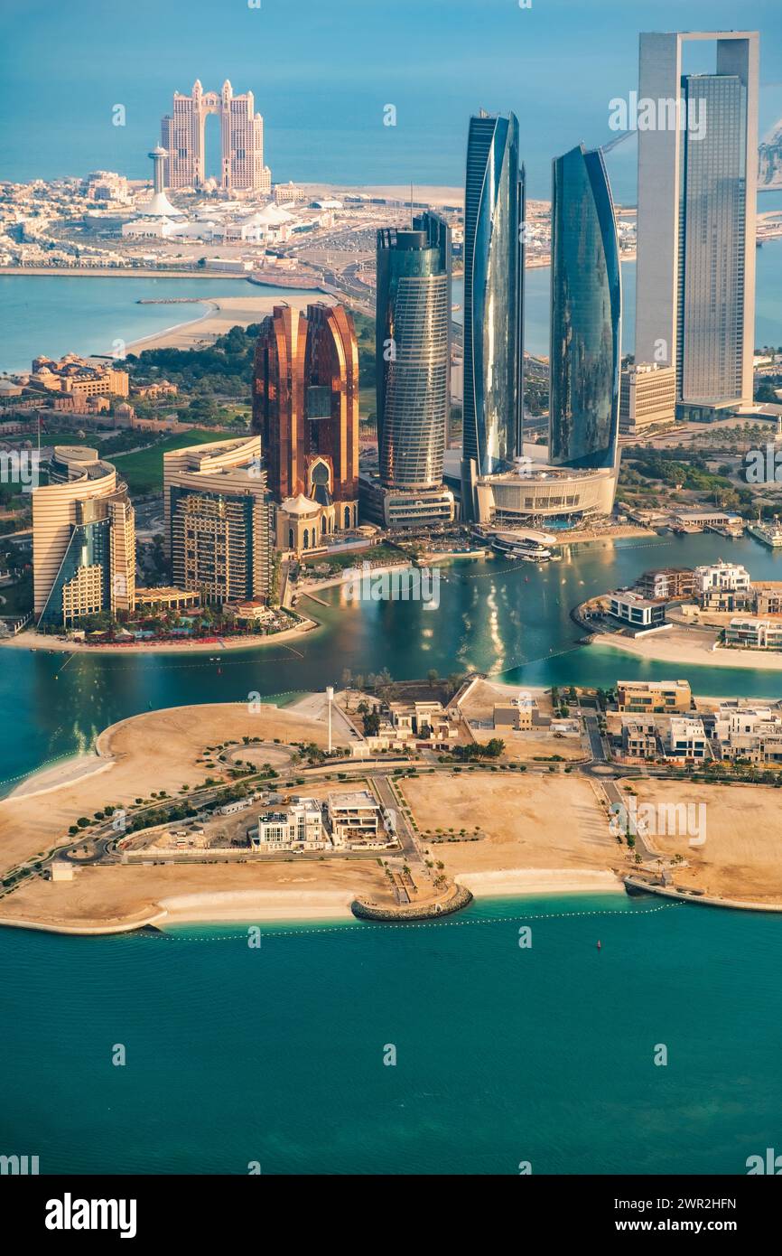 Luftbild der Stadt Abu Dhabi, Panorama Stockfoto