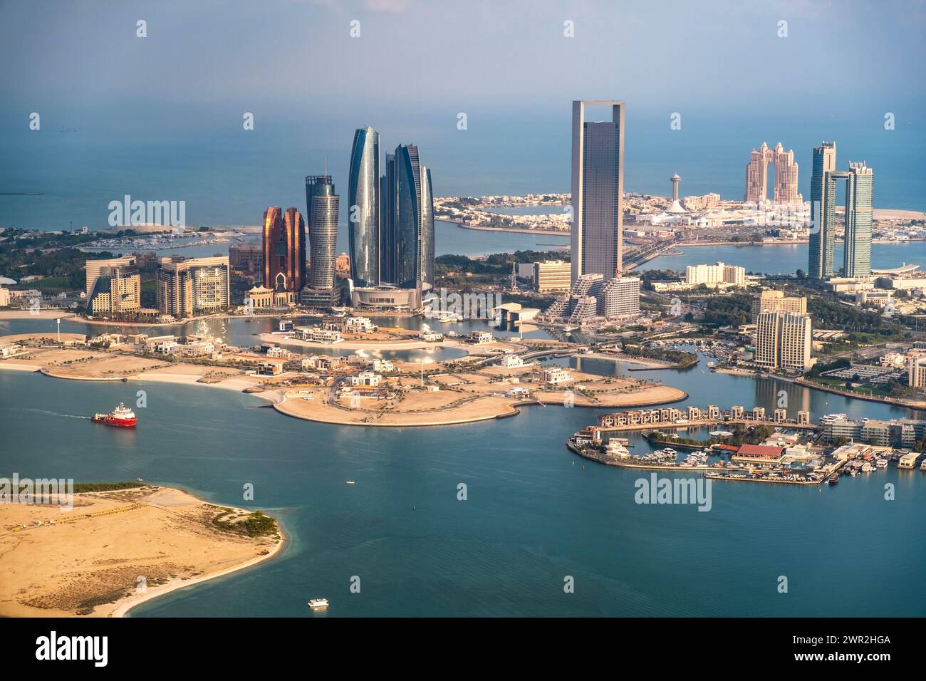 Luftbild der Stadt Abu Dhabi, Panorama Stockfoto