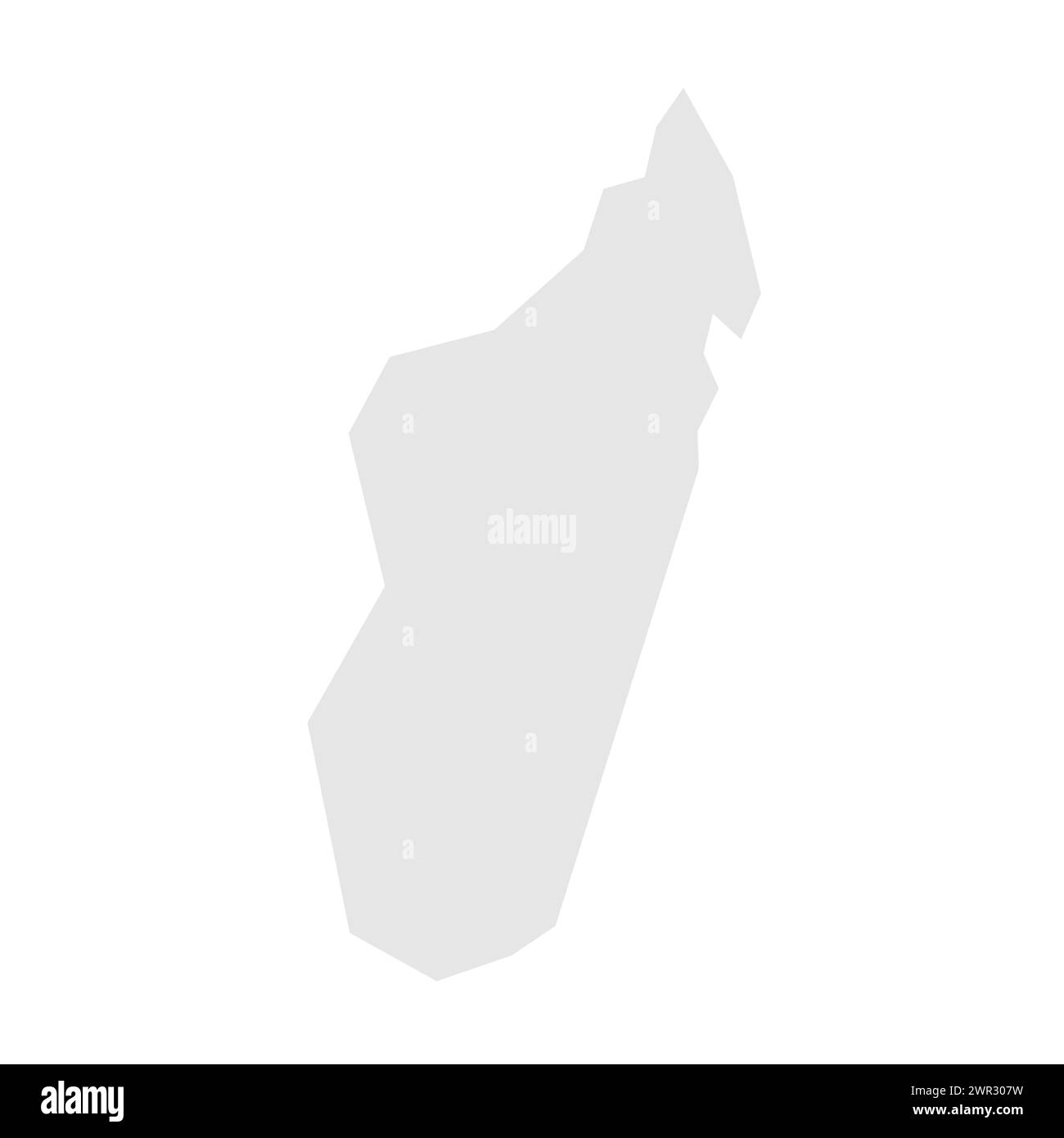 Vereinfachte Landkarte Madagaskar. Hellgraue Silhouette mit scharfen Ecken auf weißem Hintergrund. Einfaches Vektorsymbol Stock Vektor