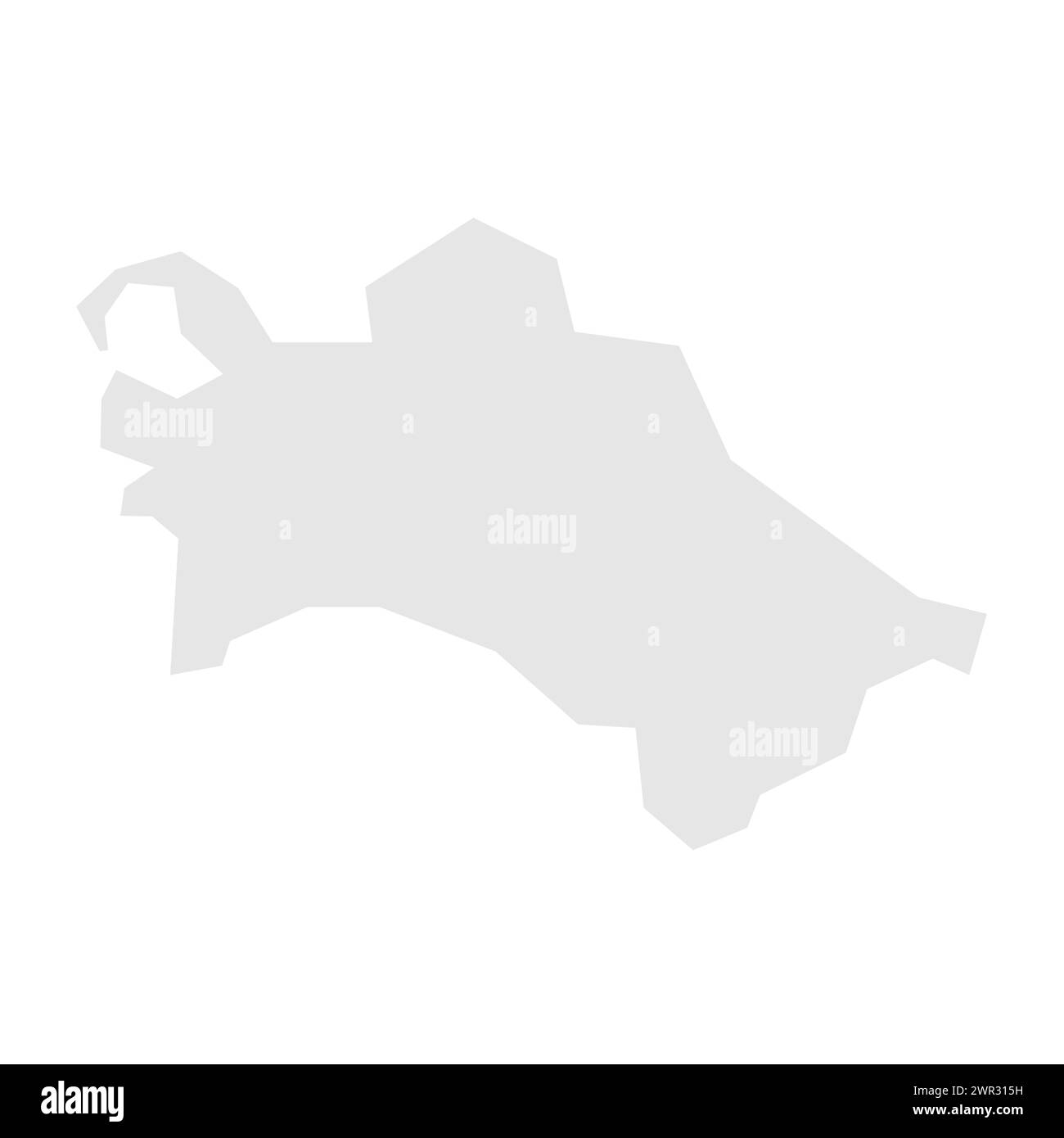 Vereinfachte Karte für Turkmenistan. Hellgraue Silhouette mit scharfen Ecken auf weißem Hintergrund. Einfaches Vektorsymbol Stock Vektor