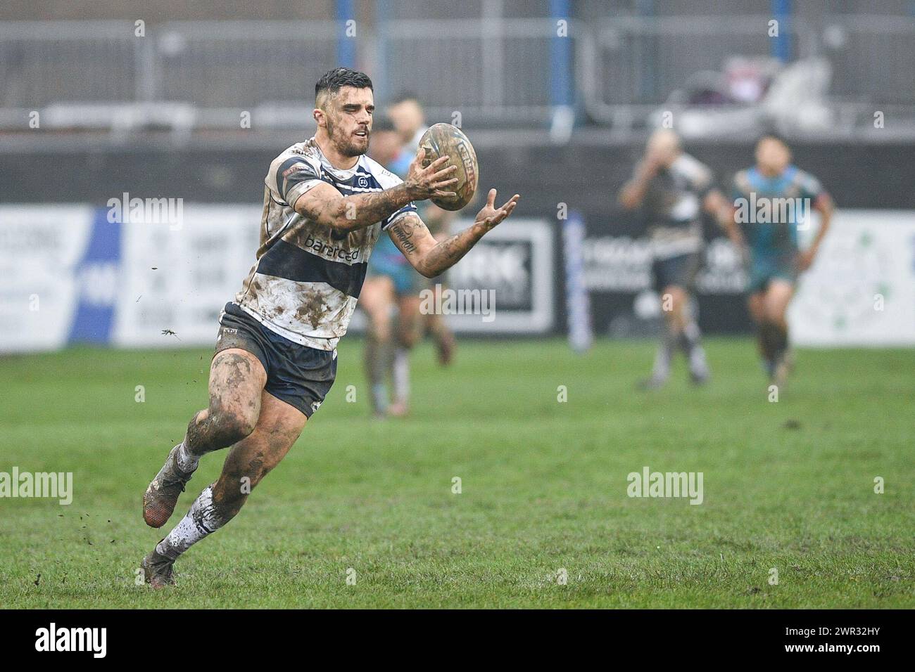Featherstone, Großbritannien. März 2024. Caleb Aekins von Featherstone Rovers. Rugby League Betfred Challenge Cup, Featherstone Rovers vs Wakefield Trinity im Millennium Stadium, Featherstone, UK Credit: Dean Williams/Alamy Live News Stockfoto