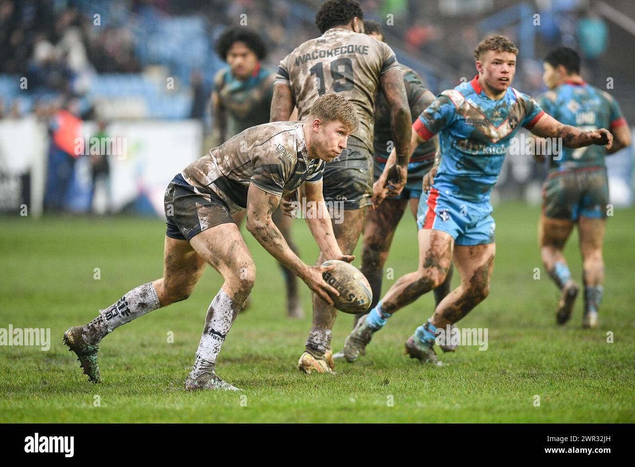 Featherstone, Großbritannien. März 2024. Harry Bowes von den Featherstone Rovers. Rugby League Betfred Challenge Cup, Featherstone Rovers vs Wakefield Trinity im Millennium Stadium, Featherstone, UK Credit: Dean Williams/Alamy Live News Stockfoto