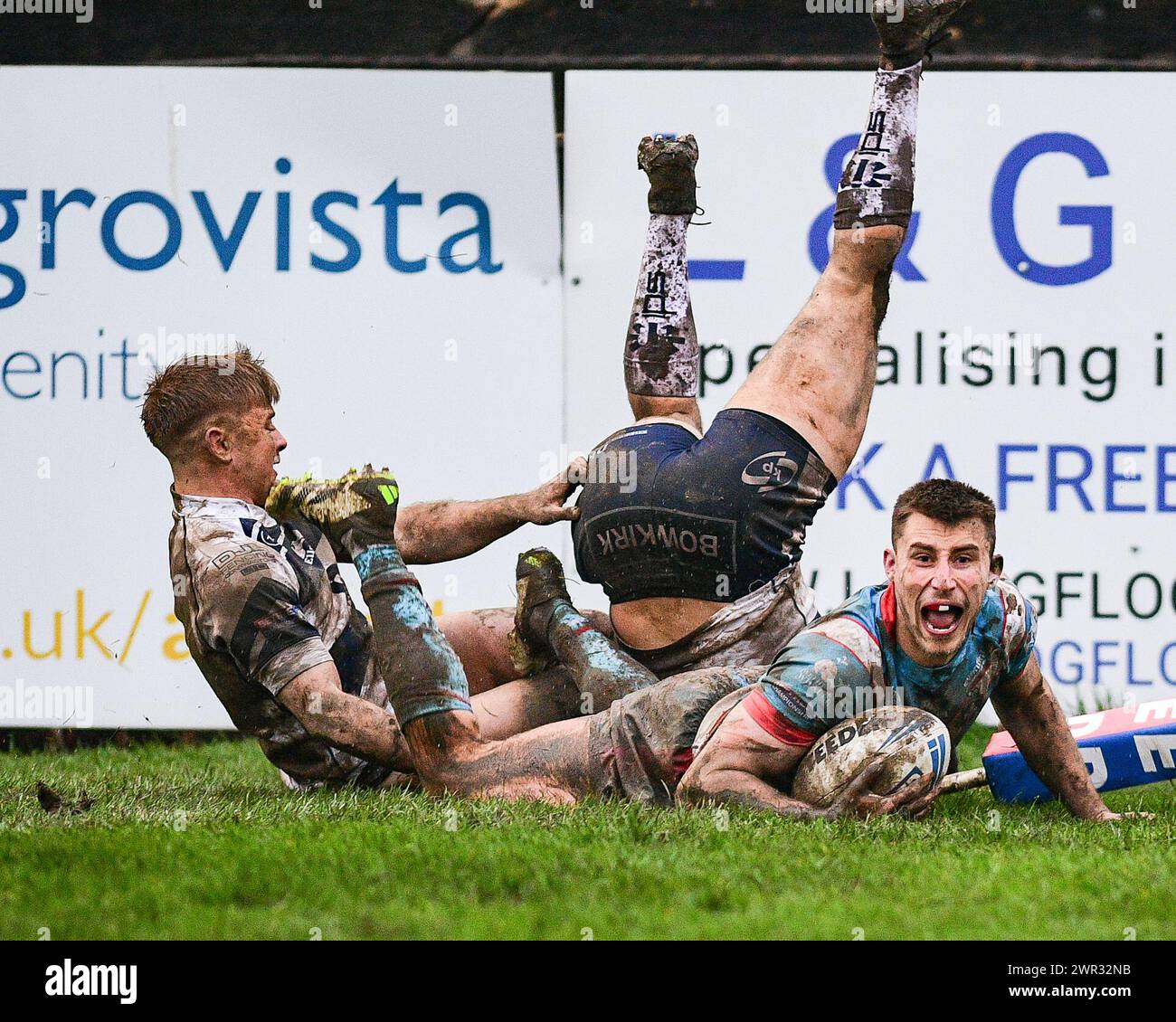 Featherstone, Großbritannien. März 2024. Oliver Pratt von Wakefield Trinity hat versucht. Rugby League Betfred Challenge Cup, Featherstone Rovers vs Wakefield Trinity im Millennium Stadium, Featherstone, UK Credit: Dean Williams/Alamy Live News Stockfoto