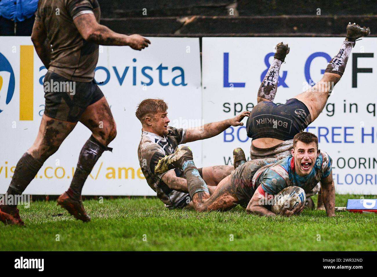 Featherstone, Großbritannien. März 2024. Oliver Pratt von Wakefield Trinity hat versucht. Rugby League Betfred Challenge Cup, Featherstone Rovers vs Wakefield Trinity im Millennium Stadium, Featherstone, UK Credit: Dean Williams/Alamy Live News Stockfoto