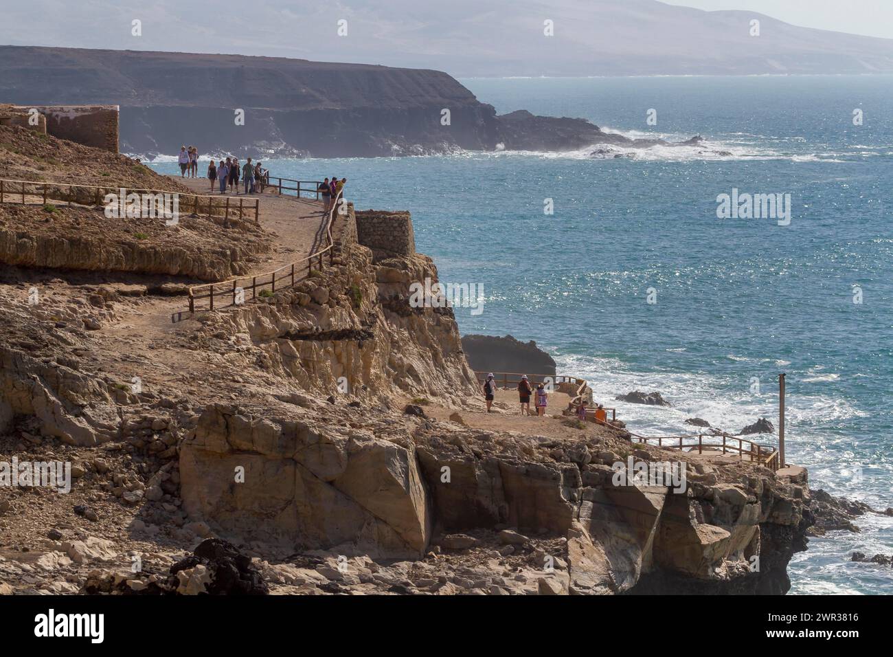 Pfad zu den Höhlen von Ajuy, Cuevas de Ajuy, Fuerteventura, Kanarischen Inseln, Spanien Stockfoto