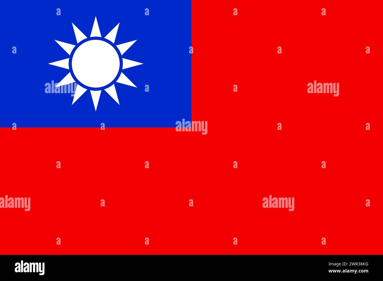 Taiwan Vektorflagge in offiziellen Farben und 3:2-Seitenverhältnis. Stock Vektor
