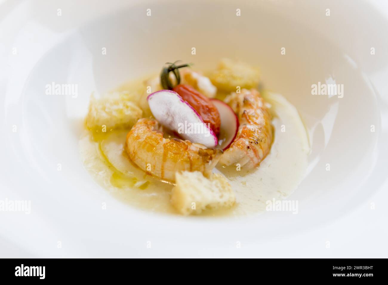 Weiße Platte mit Meeresfrüchten in Italien Stockfoto