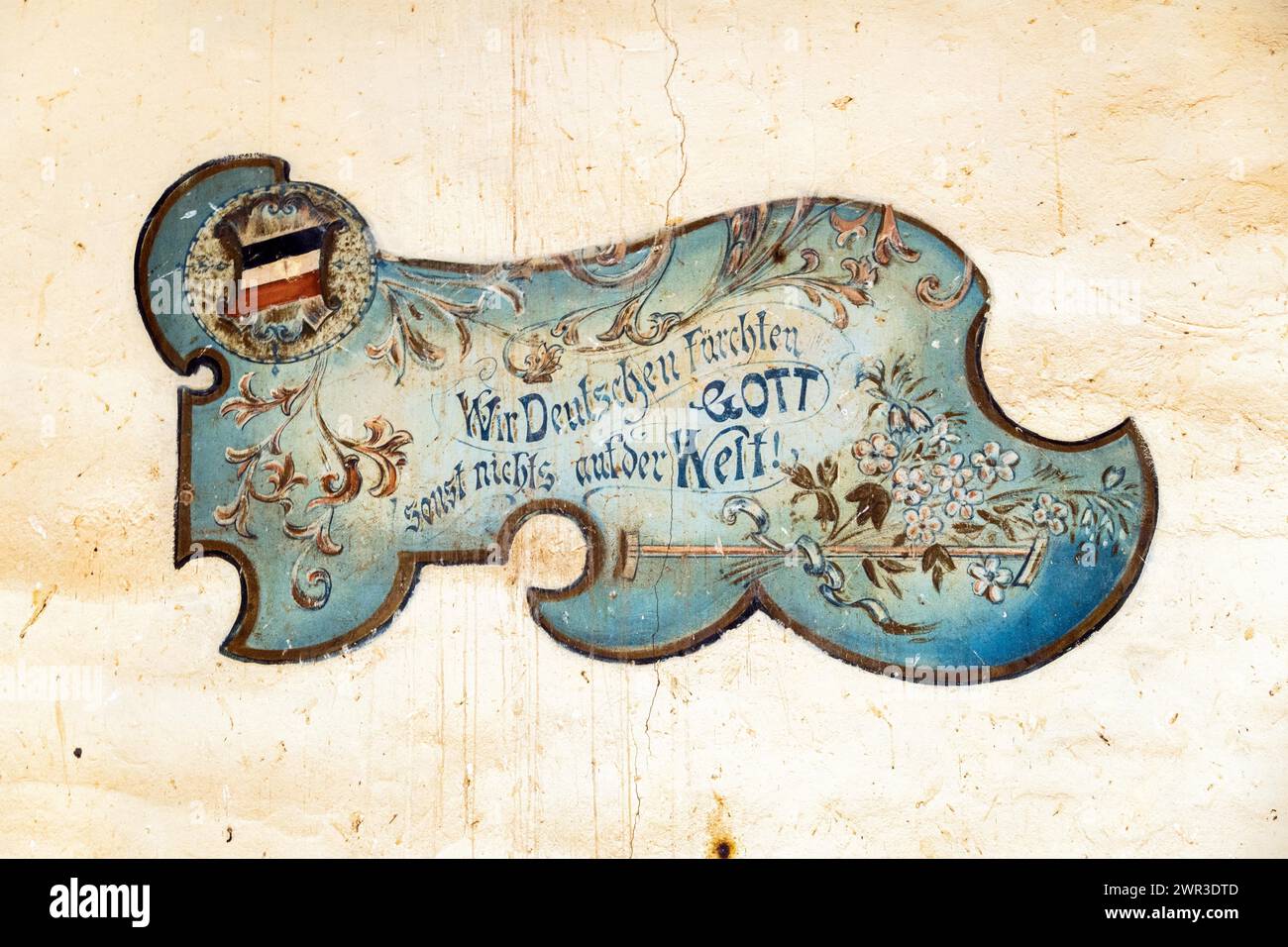 In der Polizeistation der deutschen Schutztruppe von 1904 im heutigen Namibia steht der folgende Slogan Wir Deutschen fürchten Gott nichts anderes in der Stockfoto