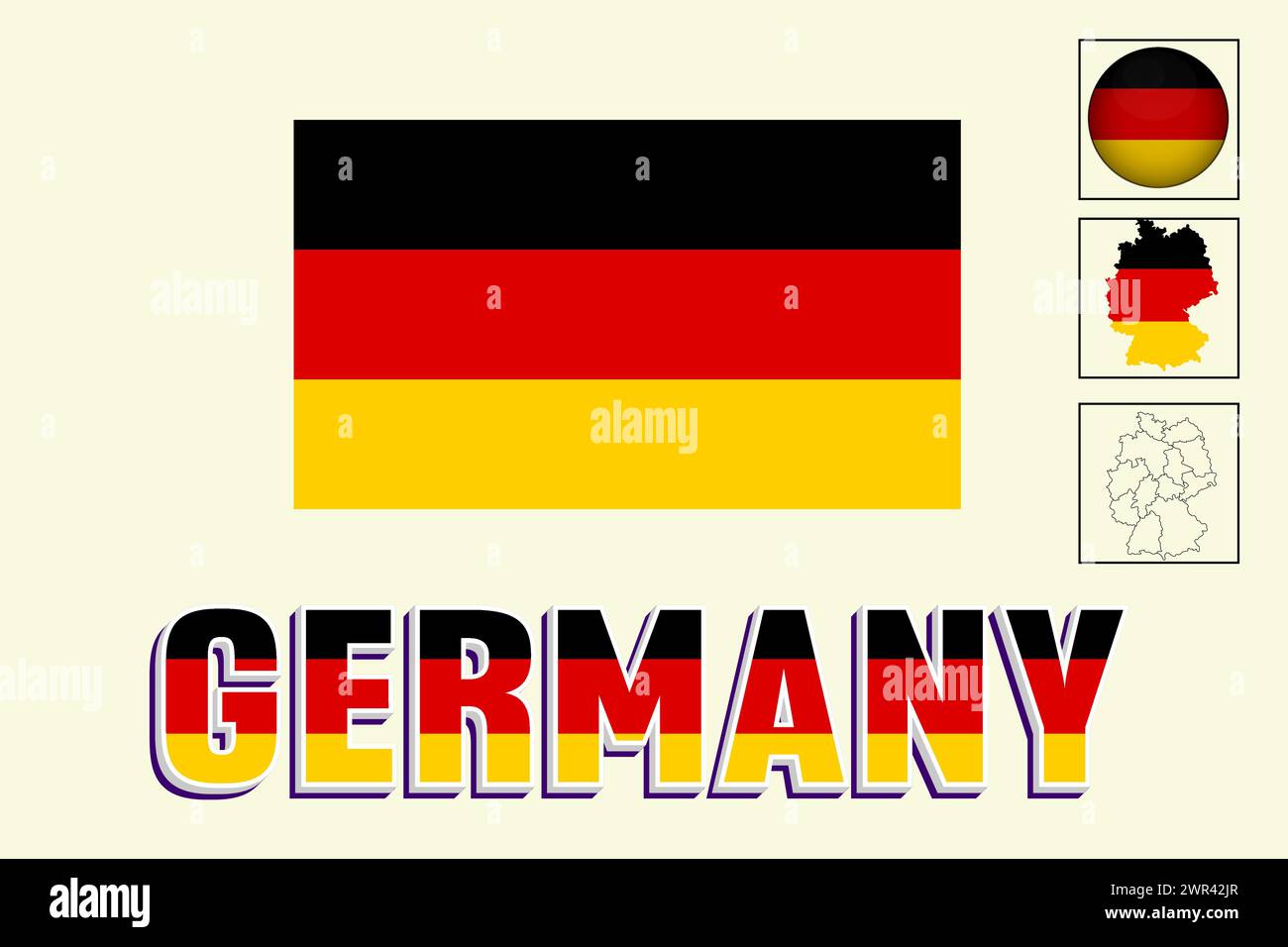 Deutschland Flagge und Karte in Vektorillustration Stock Vektor