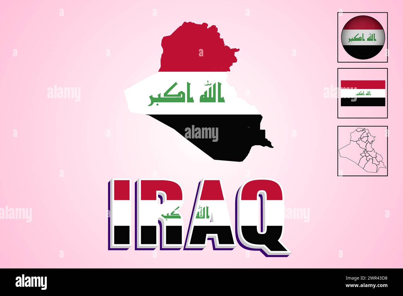 Irak-Flagge und Karte in Vektorillustration Stock Vektor