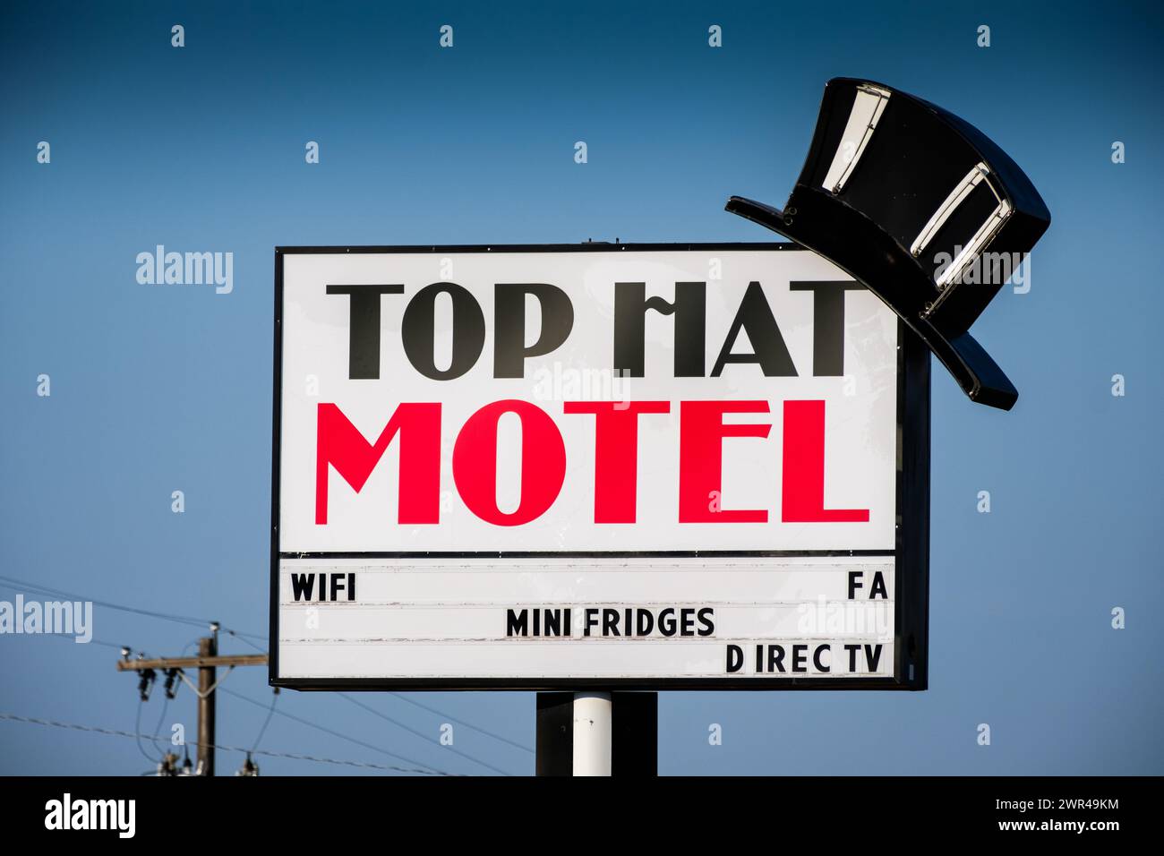 Schild am Top hat Motel in Ritzville, Washington State, USA, Pacific Northwest. Stockfoto