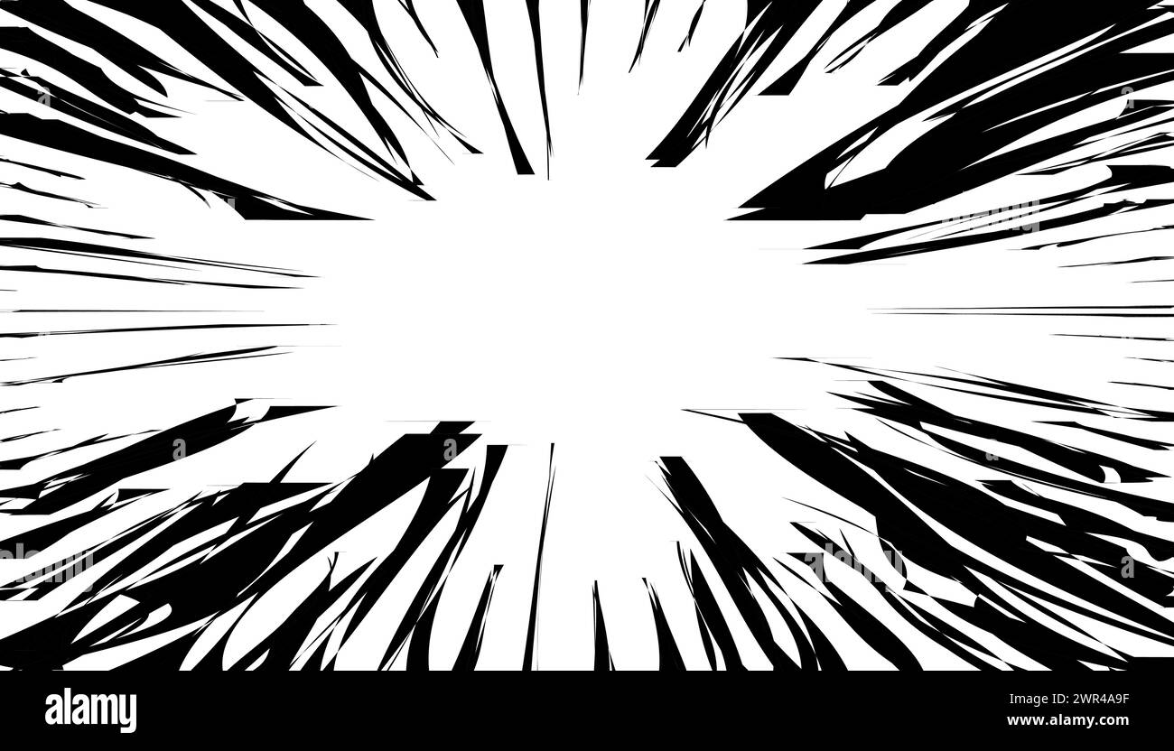 Manga-Geschwindigkeit Burst-Rahmen radiale Anime-Geschwindigkeit Linien Vektor-Illustration. Stock Vektor