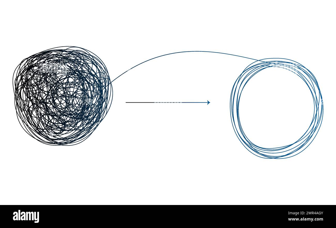 Verwirrung und Entwirrung, Psychotherapie und Psychologie Konzept Vektorlinie Illustration. Stock Vektor