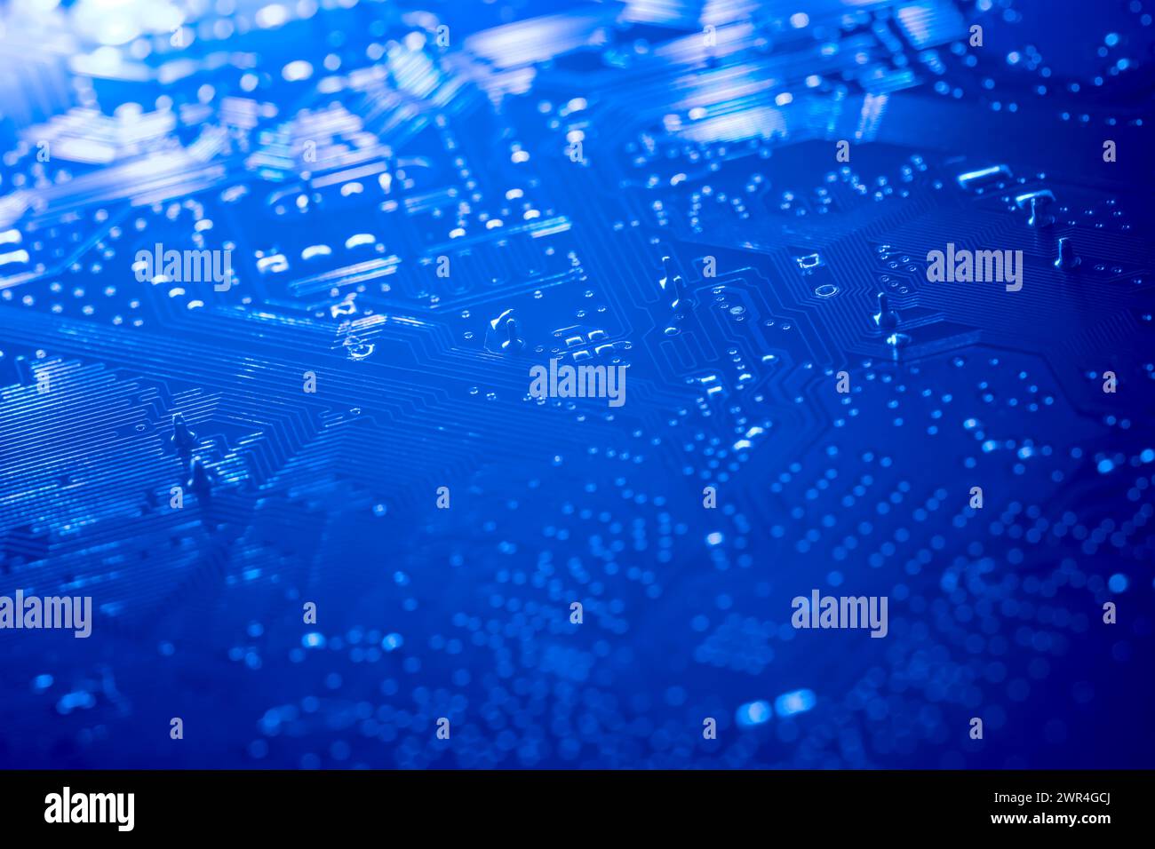 Computerplatine. Elektronische Hardware-Technologie. Detailreicher Hintergrund. Stockfoto